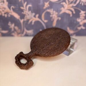 Antique Victorian Wood Mirror Beveled Glass Hand Mirror